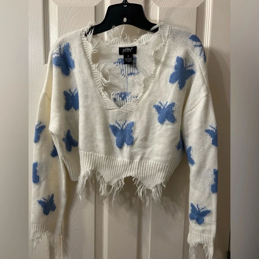 Just Polly sweater with butterfly print sz M